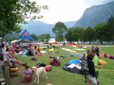 Landing field at Bohinj Lake on a busy day!